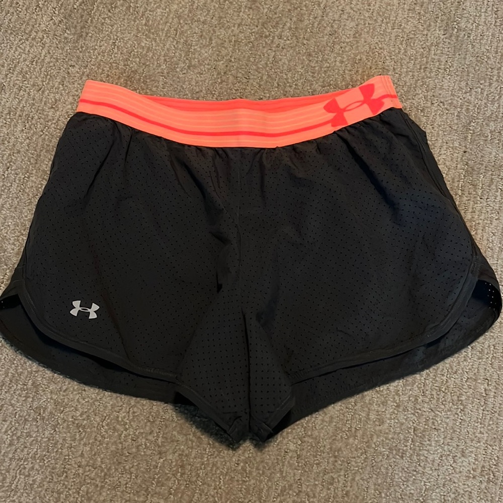 Under Armour Lined Atheltic Shorts Dark Grey & Orange